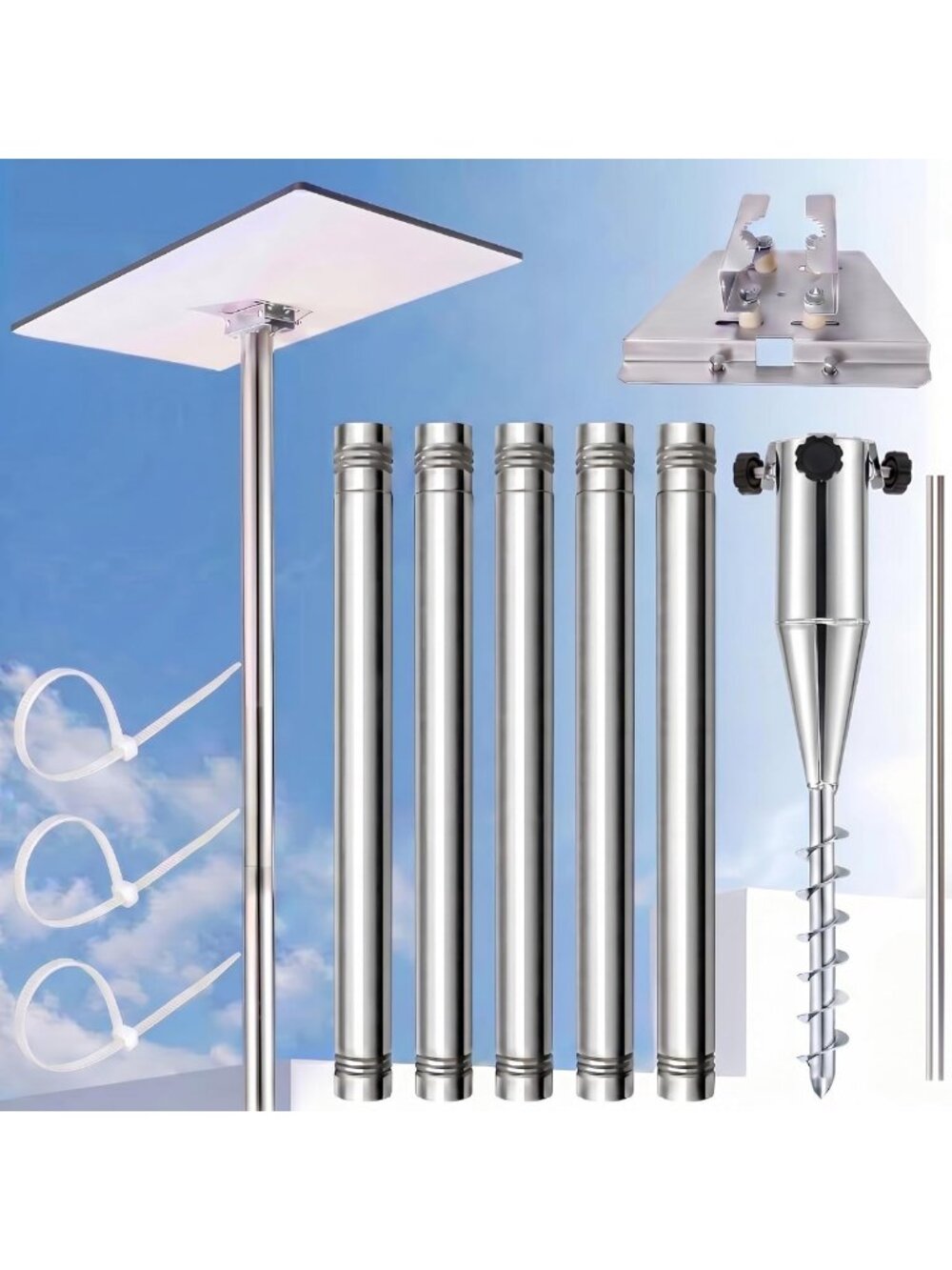 10Ft Pole Mount Kit for Starlink Gen 3/4 - Standard 4/4X Ground Installation